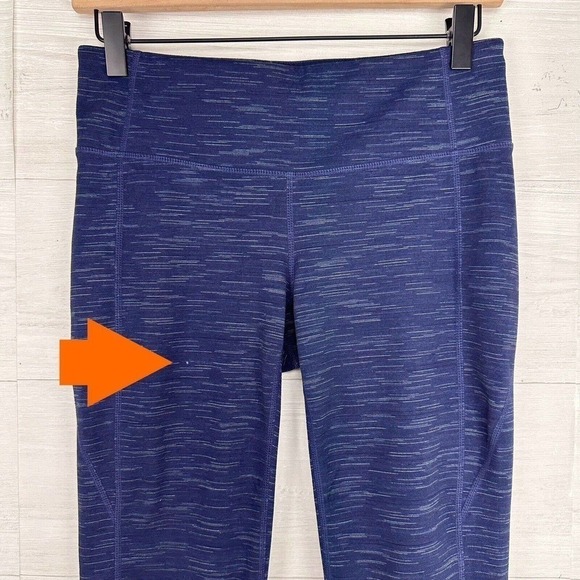 Athleta Leggings Size Medium Striated Revelation Space Dye Navy Blue Yoga Gym - Picture 3 of 13